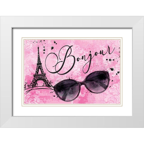 Bonjour White Modern Wood Framed Art Print with Double Matting by ND Art