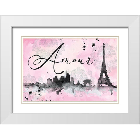Amour White Modern Wood Framed Art Print with Double Matting by ND Art