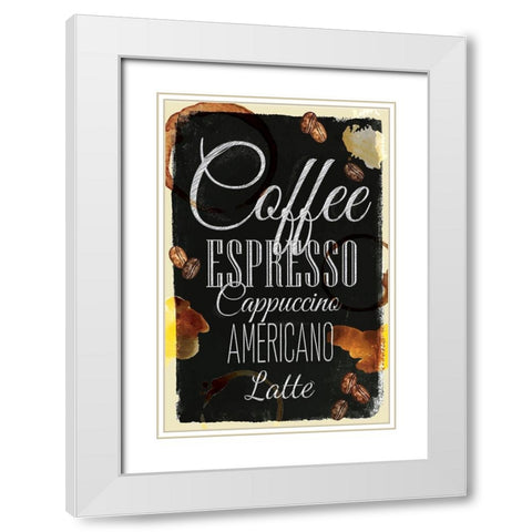 Kitchen Coffee White Modern Wood Framed Art Print with Double Matting by ND Art