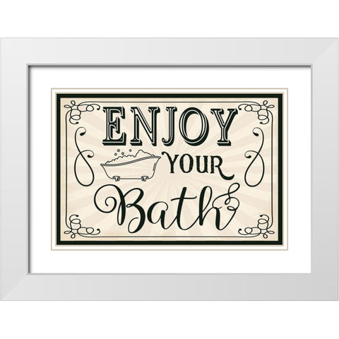 Enjoy Your Bath White Modern Wood Framed Art Print with Double Matting by ND Art