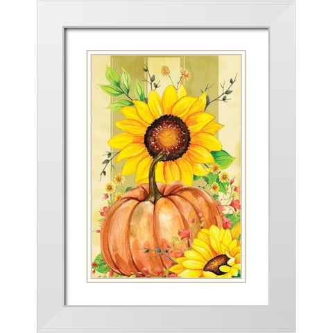 Pumpkin White Modern Wood Framed Art Print with Double Matting by ND Art