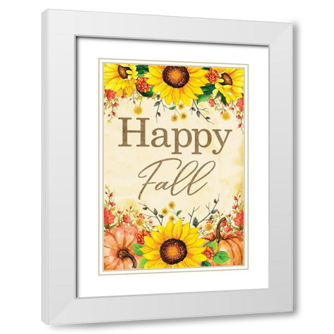 Happy Fall White Modern Wood Framed Art Print with Double Matting by ND Art