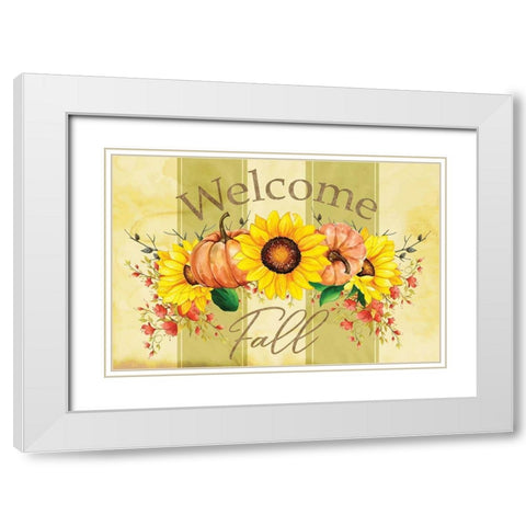 Welcome Fall White Modern Wood Framed Art Print with Double Matting by ND Art