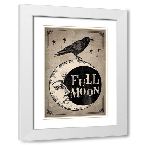 Full Moon White Modern Wood Framed Art Print with Double Matting by ND Art