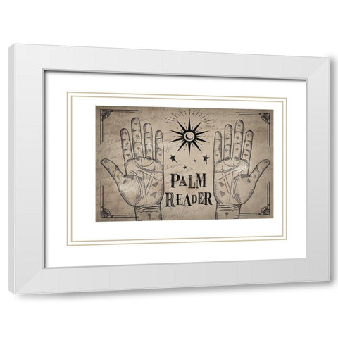 Palm Reader White Modern Wood Framed Art Print with Double Matting by ND Art