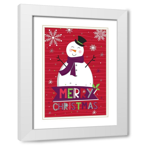 Merry Christmas   White Modern Wood Framed Art Print with Double Matting by ND Art