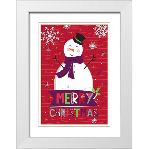 Merry Christmas   White Modern Wood Framed Art Print with Double Matting by ND Art
