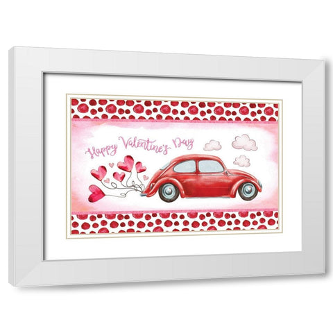 Happy Valentines Day White Modern Wood Framed Art Print with Double Matting by ND Art