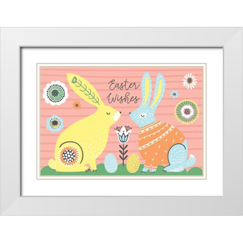 Easter Wishes White Modern Wood Framed Art Print with Double Matting by ND Art