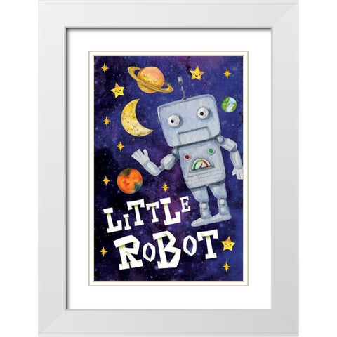 Little Robot White Modern Wood Framed Art Print with Double Matting by ND Art
