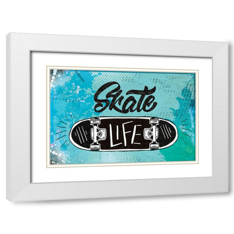Skate Life White Modern Wood Framed Art Print with Double Matting by ND Art