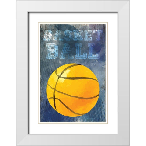 Basketball White Modern Wood Framed Art Print with Double Matting by ND Art