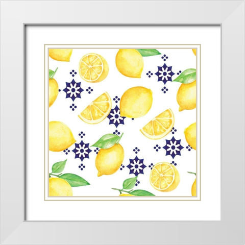 Lemonade Blues Pattern II White Modern Wood Framed Art Print with Double Matting by ND Art