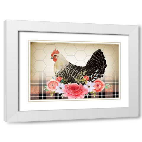 Farmhouse Floral White Modern Wood Framed Art Print with Double Matting by ND Art