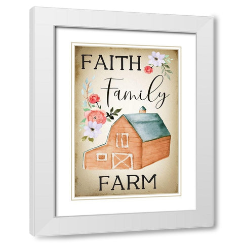 Farmhouse Floral IV White Modern Wood Framed Art Print with Double Matting by ND Art