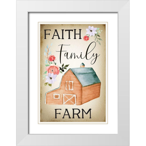 Farmhouse Floral IV White Modern Wood Framed Art Print with Double Matting by ND Art