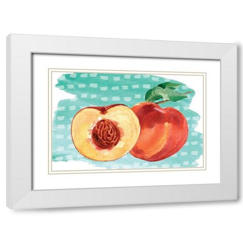 Peachy Keen II White Modern Wood Framed Art Print with Double Matting by ND Art