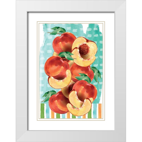 Peachy Keen III White Modern Wood Framed Art Print with Double Matting by ND Art