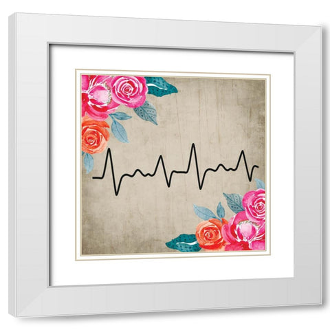 Heart Rate White Modern Wood Framed Art Print with Double Matting by ND Art