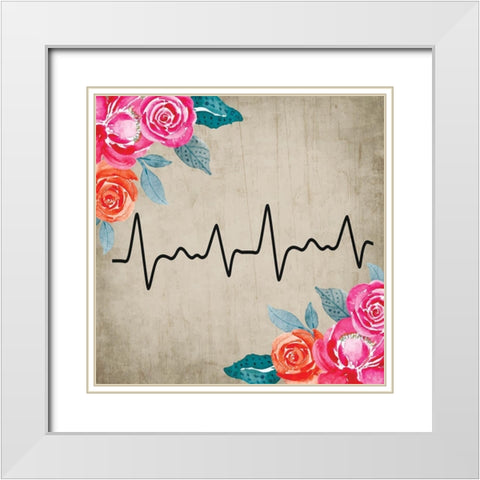 Heart Rate White Modern Wood Framed Art Print with Double Matting by ND Art