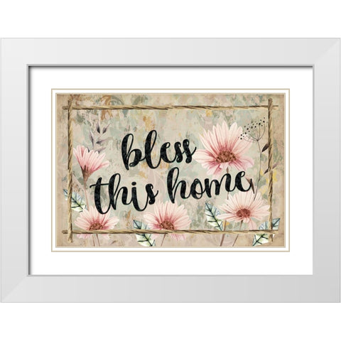 Bless This Home White Modern Wood Framed Art Print with Double Matting by ND Art