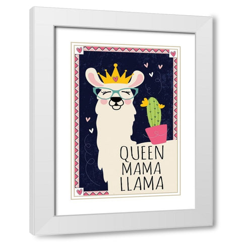 Queen Mama Llama White Modern Wood Framed Art Print with Double Matting by ND Art