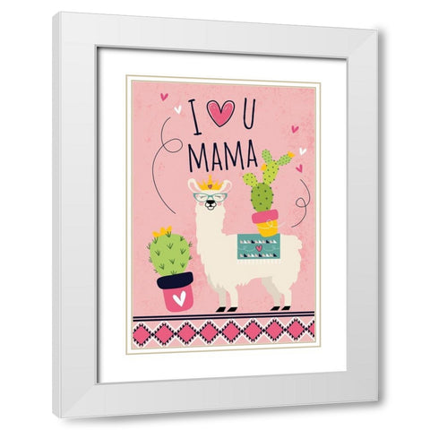Heart Mama White Modern Wood Framed Art Print with Double Matting by ND Art