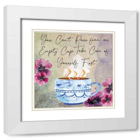 Take Care of Yourself White Modern Wood Framed Art Print with Double Matting by ND Art