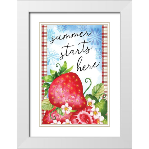 Summer Starts Here White Modern Wood Framed Art Print with Double Matting by ND Art