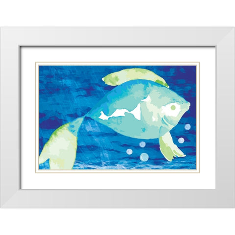 Fish White Modern Wood Framed Art Print with Double Matting by ND Art