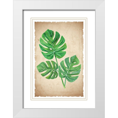 Banana Leaves White Modern Wood Framed Art Print with Double Matting by ND Art