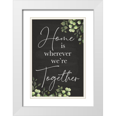 Home Is White Modern Wood Framed Art Print with Double Matting by ND Art