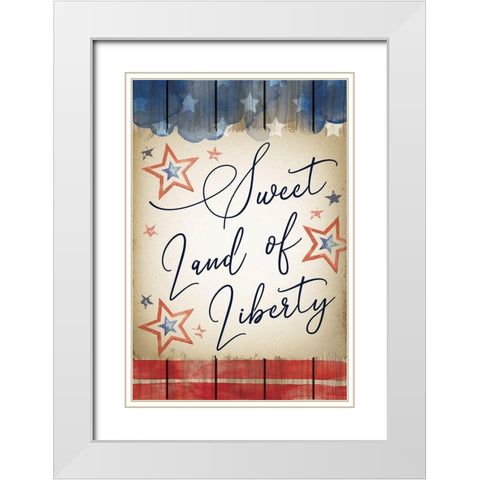 Sweet Land of Liberty White Modern Wood Framed Art Print with Double Matting by ND Art