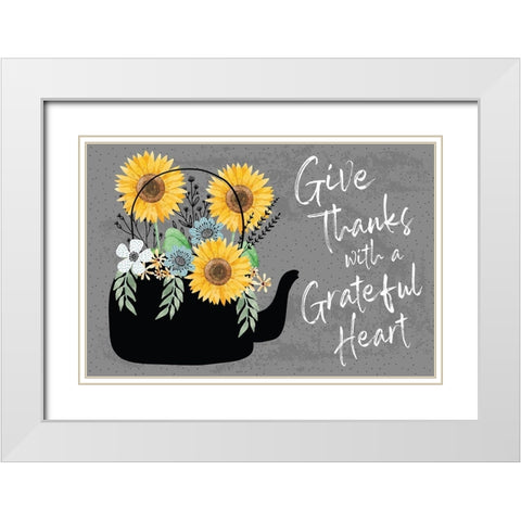 Grateful Heart White Modern Wood Framed Art Print with Double Matting by ND Art