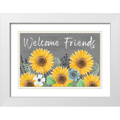 Welcome Friends White Modern Wood Framed Art Print with Double Matting by ND Art