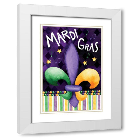 Mardi Gras White Modern Wood Framed Art Print with Double Matting by ND Art