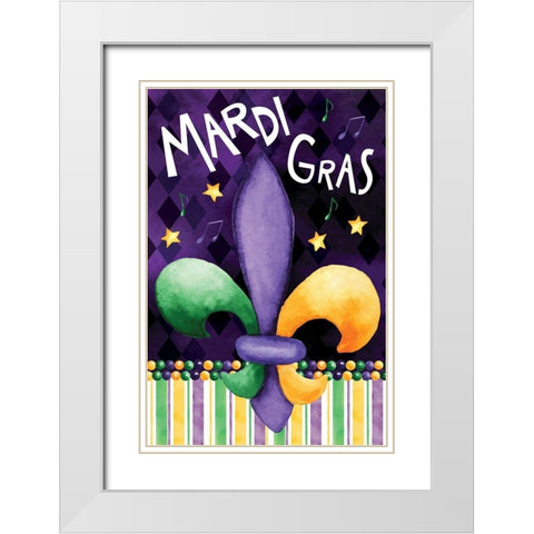 Mardi Gras White Modern Wood Framed Art Print with Double Matting by ND Art