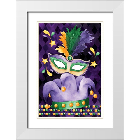 Mardi Gras II White Modern Wood Framed Art Print with Double Matting by ND Art