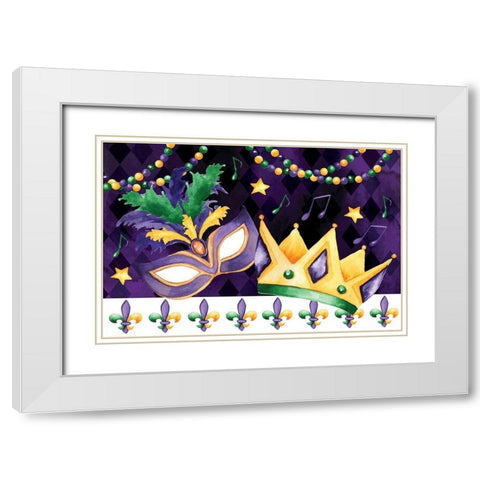 Mardi Gras III White Modern Wood Framed Art Print with Double Matting by ND Art