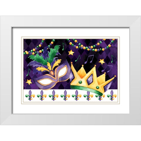 Mardi Gras III White Modern Wood Framed Art Print with Double Matting by ND Art