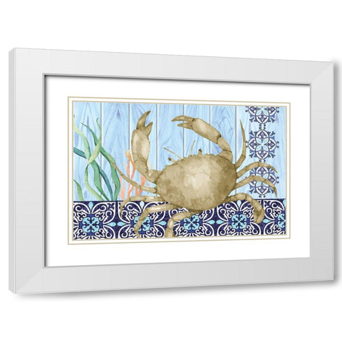 Crab White Modern Wood Framed Art Print with Double Matting by ND Art