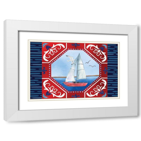 Sailboat White Modern Wood Framed Art Print with Double Matting by ND Art