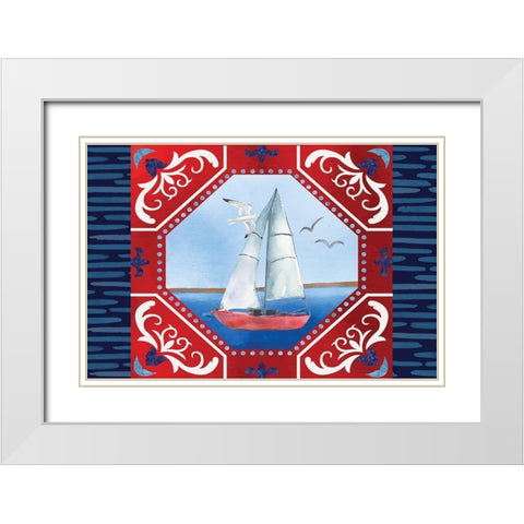 Sailboat White Modern Wood Framed Art Print with Double Matting by ND Art