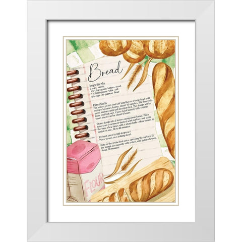 Bread Recipe White Modern Wood Framed Art Print with Double Matting by ND Art