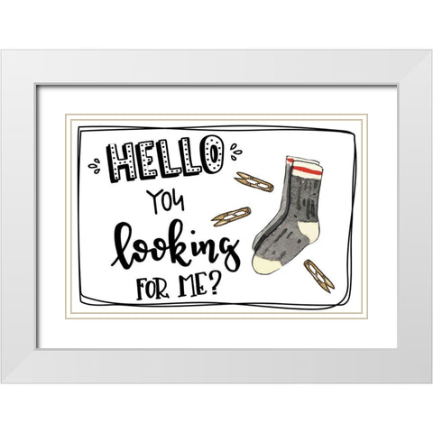 Lost Sock White Modern Wood Framed Art Print with Double Matting by ND Art
