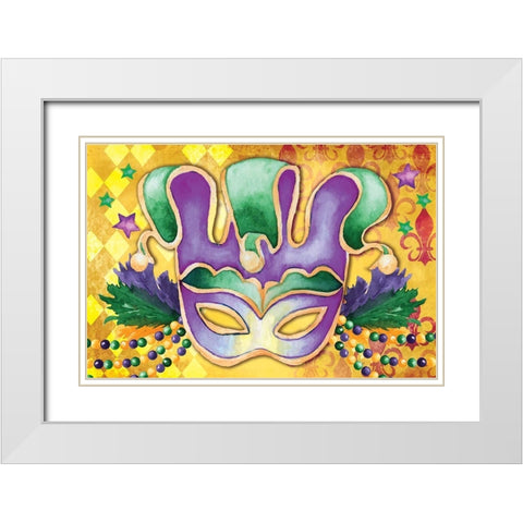 Mardi Gras IV White Modern Wood Framed Art Print with Double Matting by ND Art