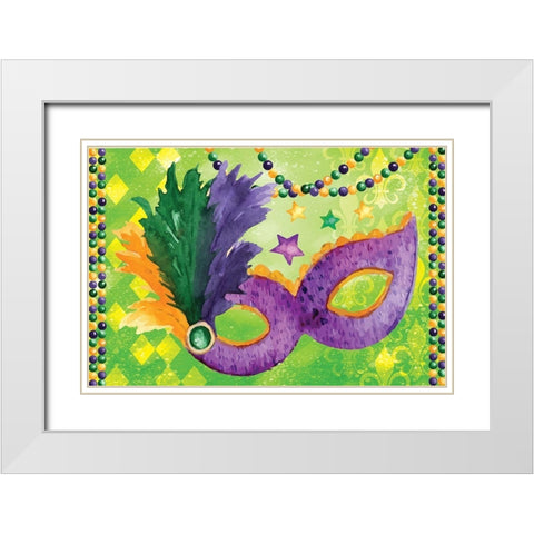 Mardi Gras V White Modern Wood Framed Art Print with Double Matting by ND Art
