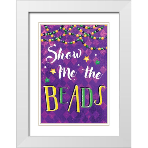 Mardi Gras VI White Modern Wood Framed Art Print with Double Matting by ND Art