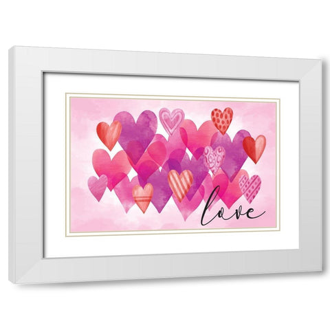 Valentines Love White Modern Wood Framed Art Print with Double Matting by ND Art