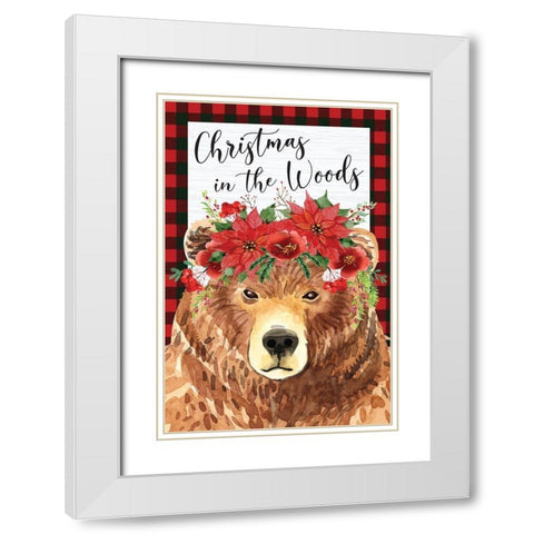Christmas in the Woods White Modern Wood Framed Art Print with Double Matting by ND Art